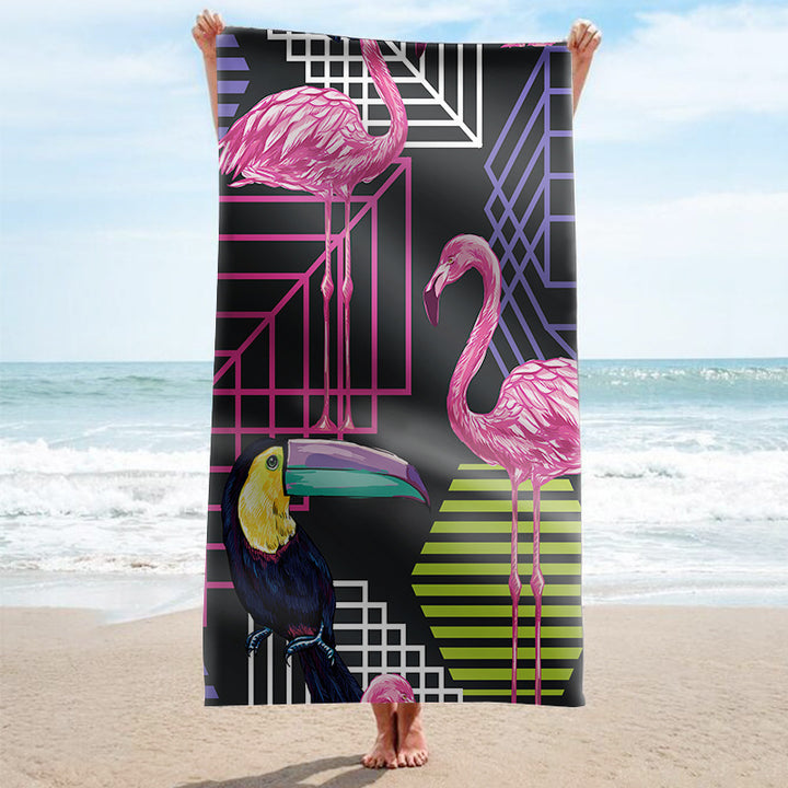 Beach towel with tropical flamingo pattern Stornfield