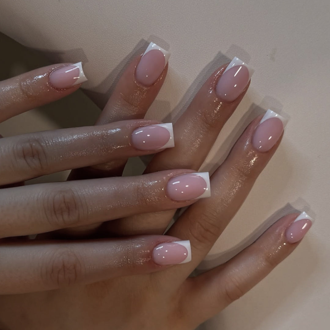 French nail extensions with glossy finish Stornfield