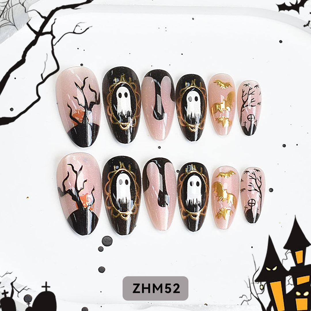 Halloween-Themed Artistic Press-On Nail Set Stornfield