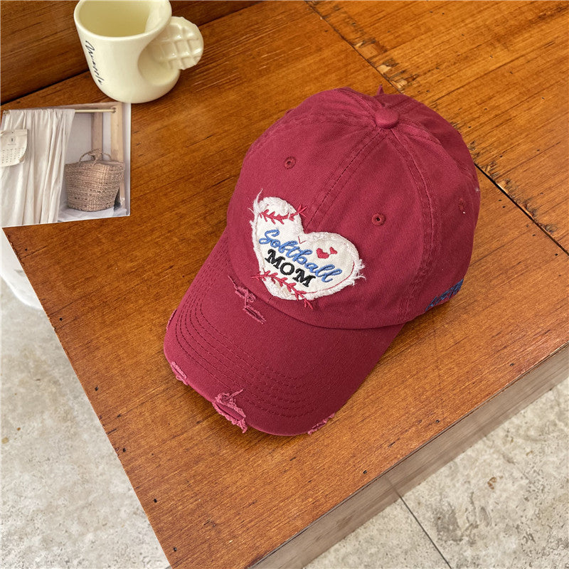Women's Distressed Softball Mom Patch Baseball Cap Stornfield