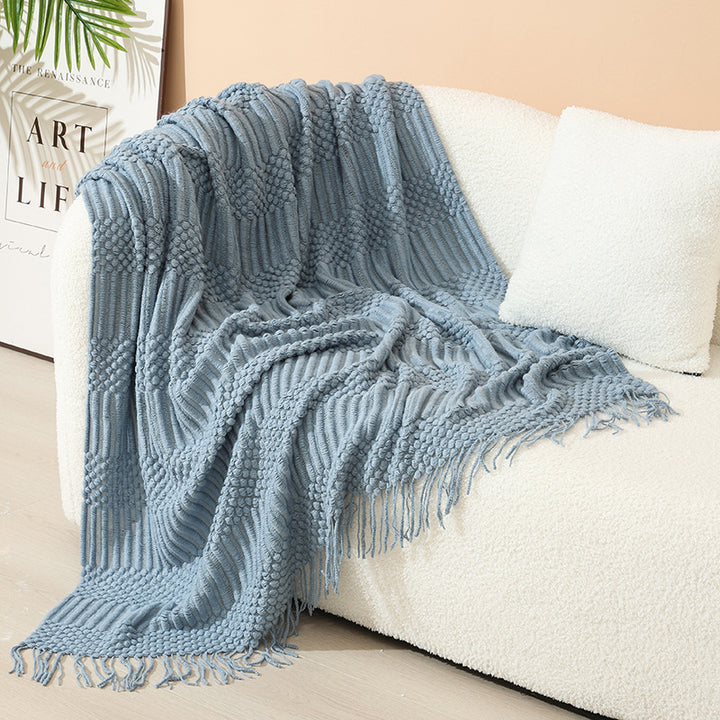 Women's stylish living room throw blanket with fringe pattern Stornfield