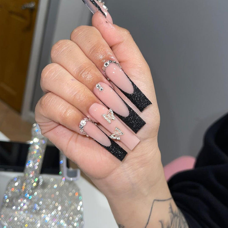 Decorative Long Stiletto Press-On Nails with Rhinestone Accents Stornfield