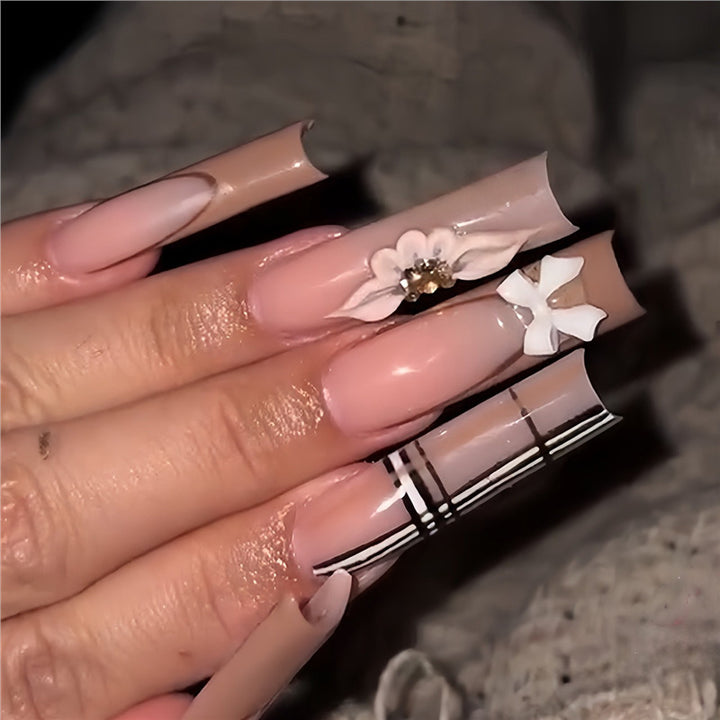 Artistic Designer Long Press-On Nails Stornfield