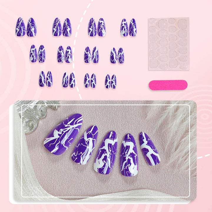 Lightning Bolt Pattern Press-On Nail Art Set