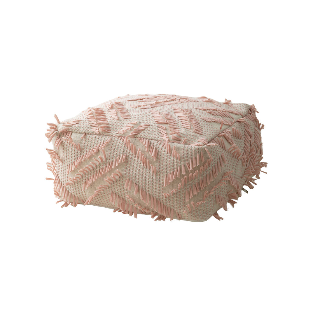 Boho-Pouf floor cushion with textured fringe surface