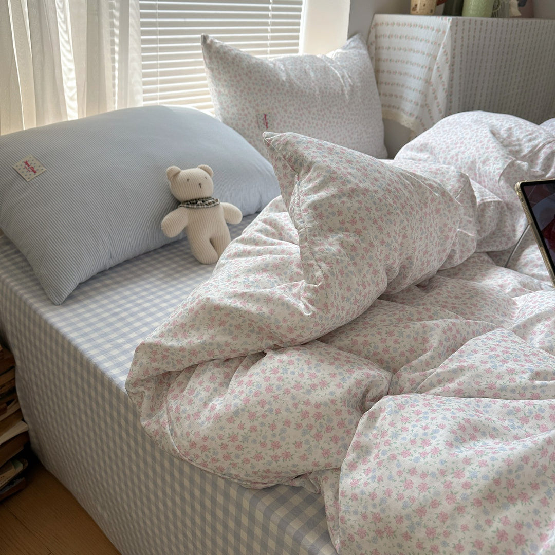 Floral Cotton Sateen Duvet Cover and Pillowcase Bedding Set