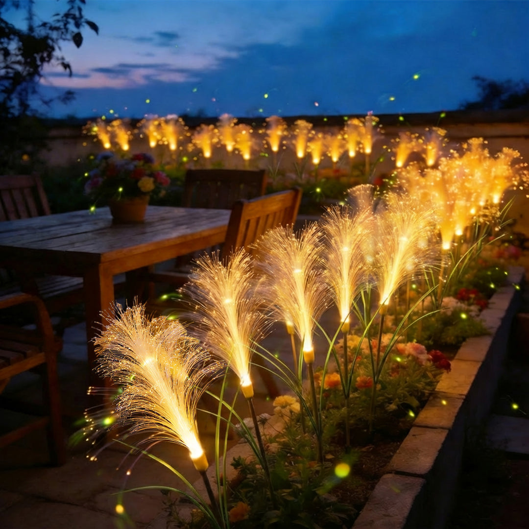 Solar Fiber Optic Garden Pathway Lights With Warm LED Flexible Stakes Stornfield