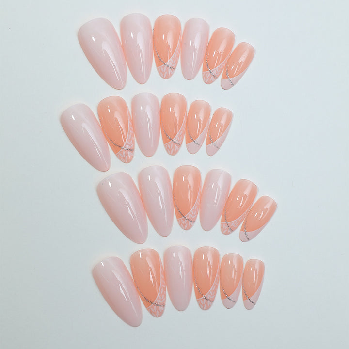 Decorative Press-On Nail Set with Stylish Heart and Gem Accents Stornfield