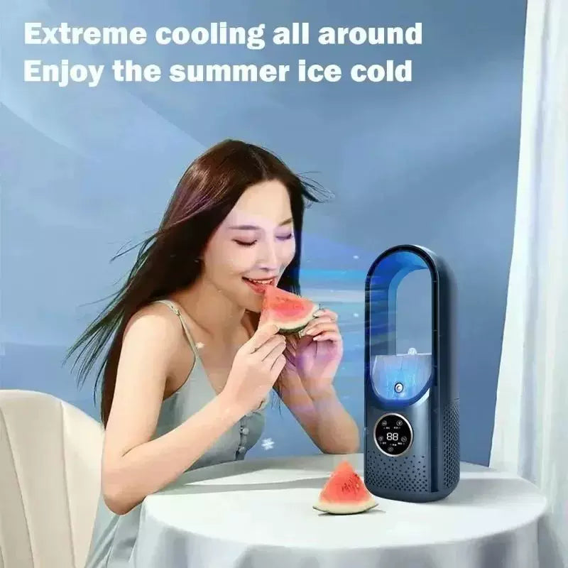 Unisex universal size bladeless evaporative tower fan and humidifier with touch LED display and brushless motor Stornfield