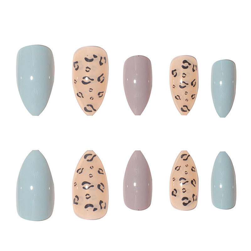 Stylish Long Press-On Nail Set with Abstract Leopard Design Stornfield
