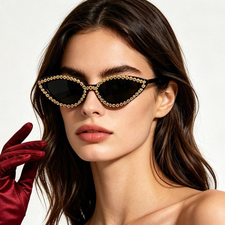 Women's Cat-Eye Sunglasses with Sparkling Flower Decoration Stornfield