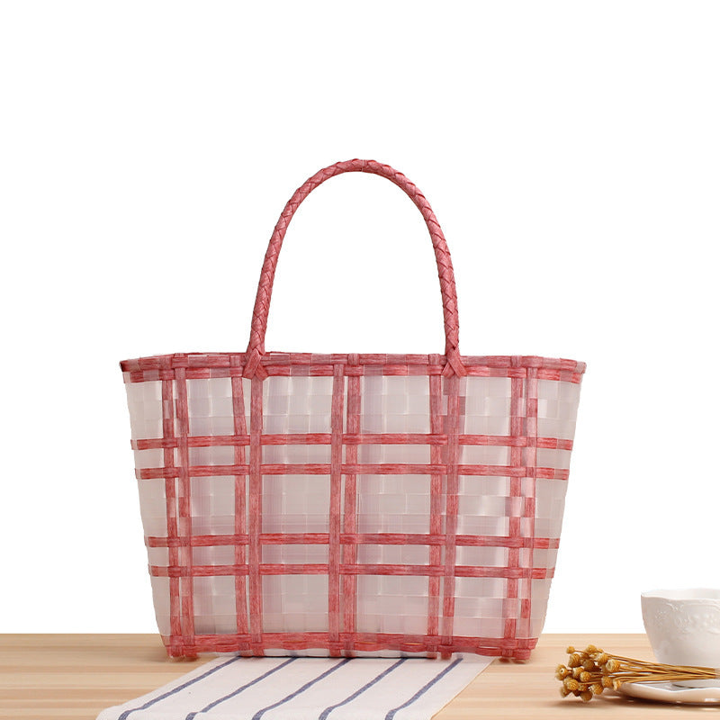 Modern basket bag with refined stripes Stornfield