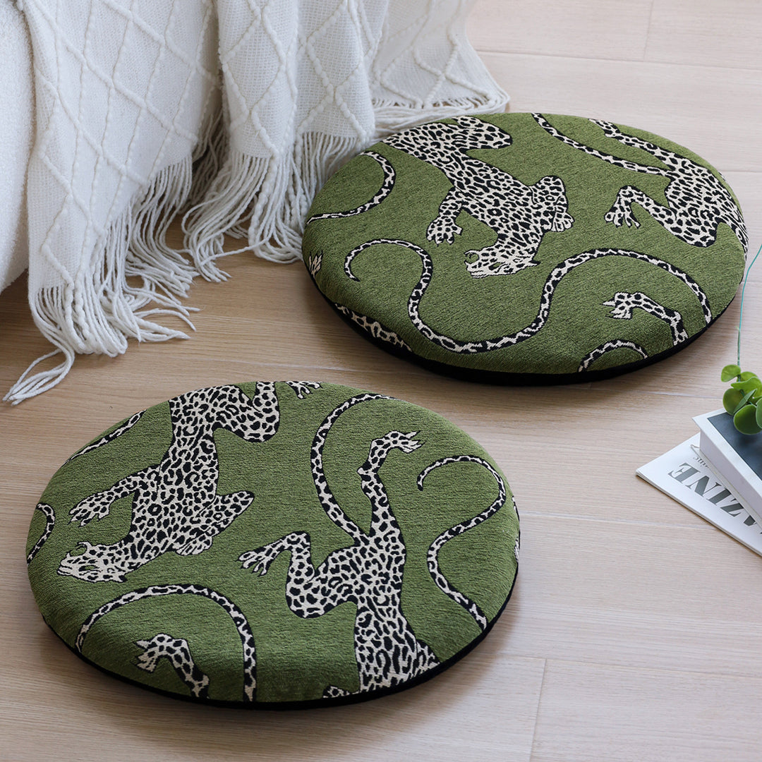 Seat cushion with leopard pattern