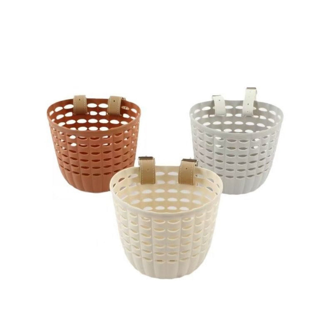 Detachable Front Bicycle Basket with Leather Straps and Ventilated Plastic Design Stornfield