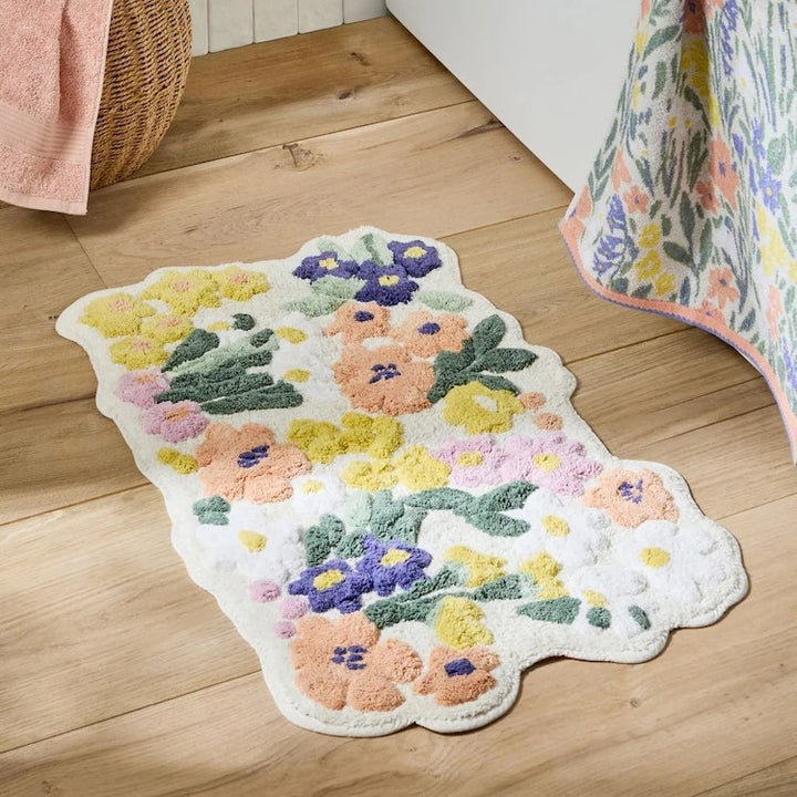Floral Patterned Bathroom Rug for Home