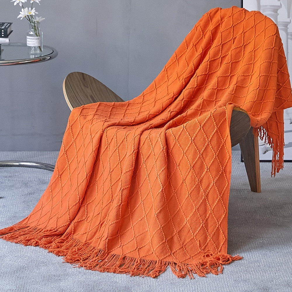 Cozy Textured Knitted Throw Blanket
