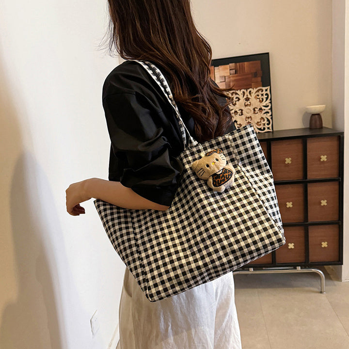 Stylish Gingham Tote Bag