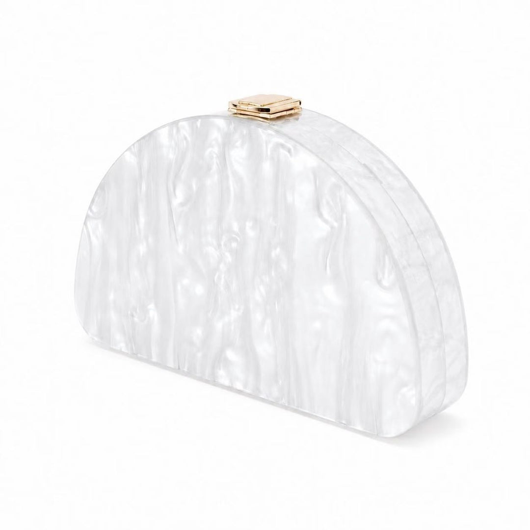 Iridescent Half-Moon Acrylic Clutch