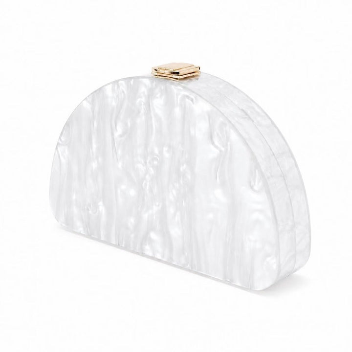 Iridescent Half-Moon Acrylic Clutch