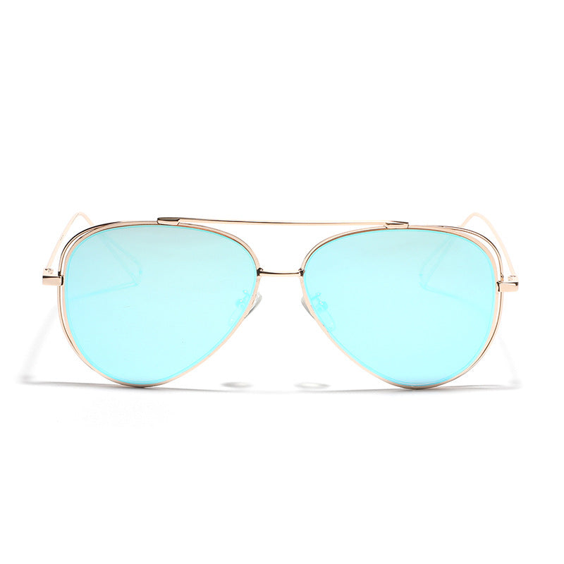 Women's retro aviator sunglasses with silver metal frame and mirrored lenses Stornfield
