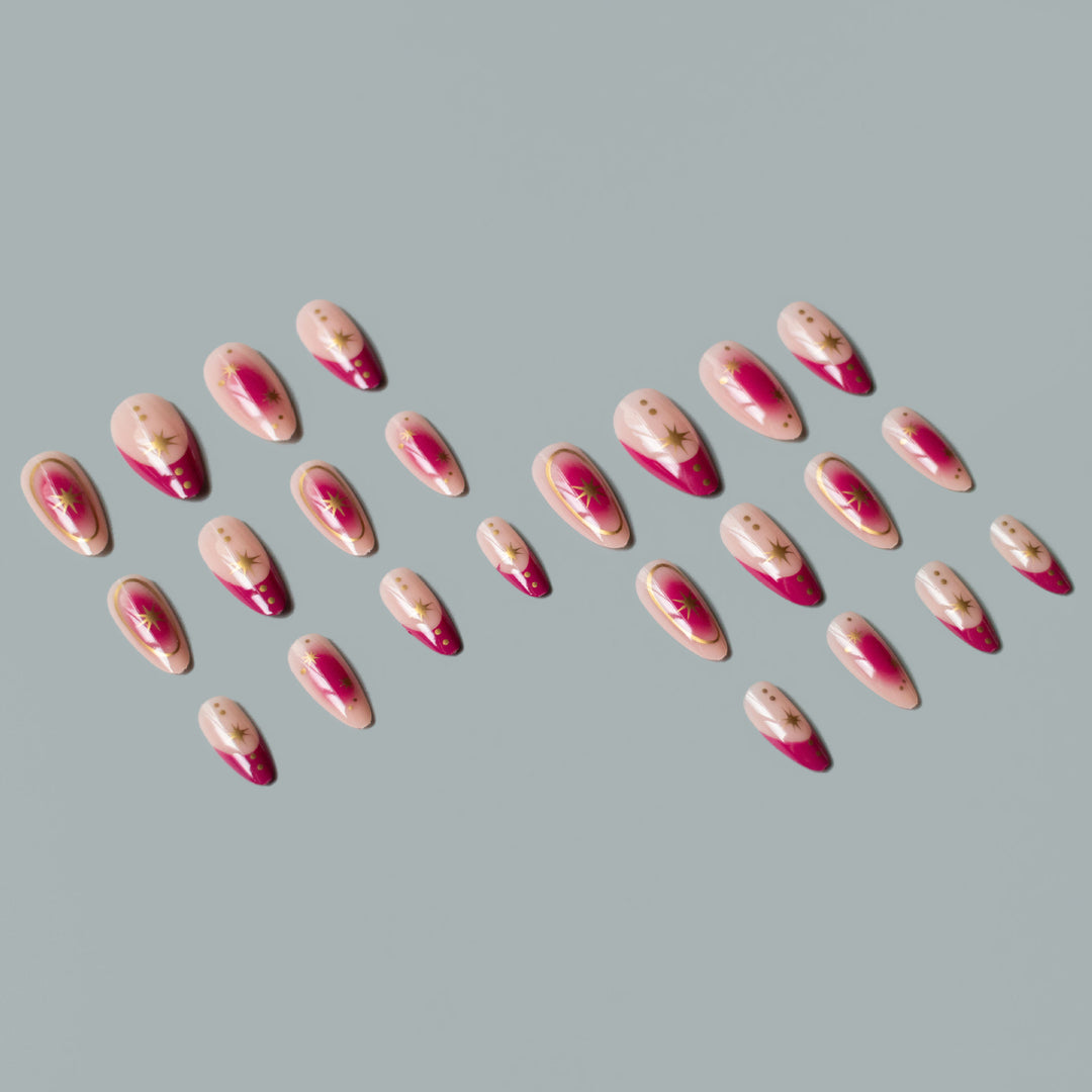 Elegant Star-Embellished Gel Nail Art