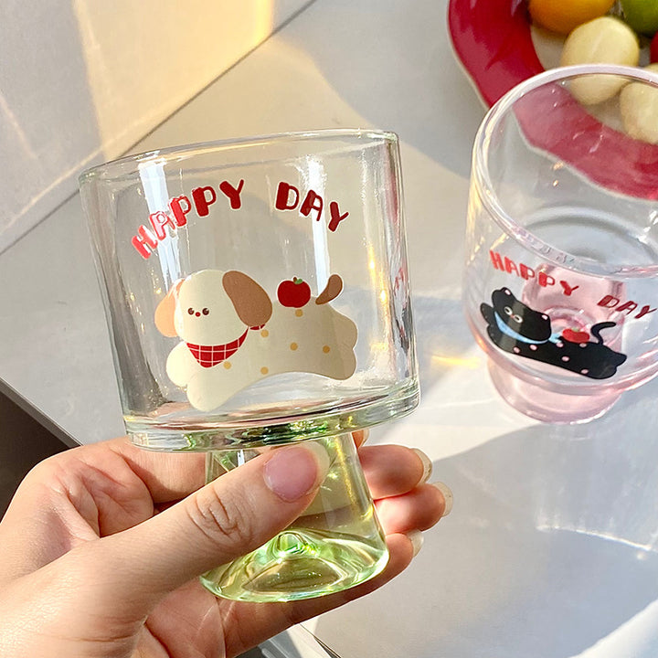 Glass chalice with cheerful cat motif Stornfield