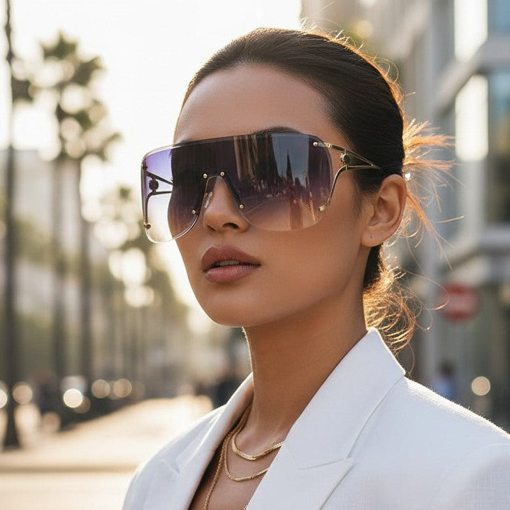 Women's visor-style sunglasses with elegant metal frame Stornfield