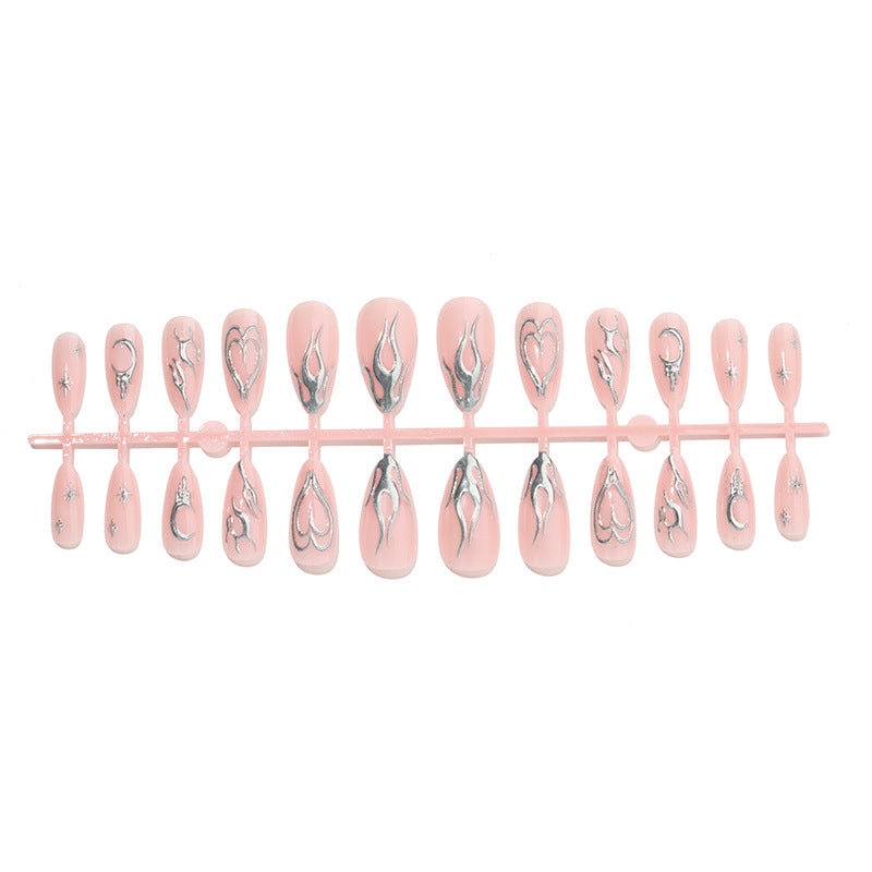 Decorative Press-On Nail Art Set with Metallic Flame Accents Stornfield