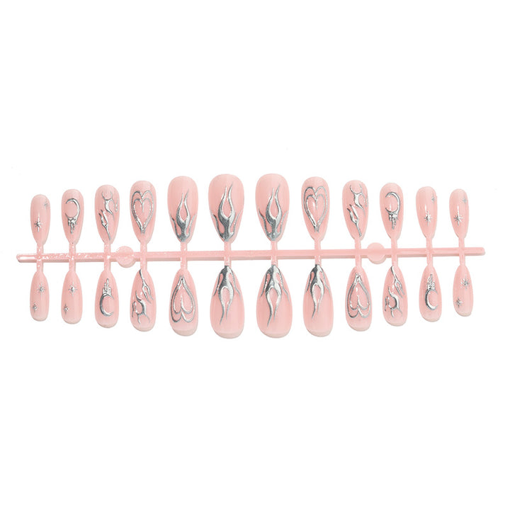 Decorative Press-On Nail Art Set with Metallic Flame Accents Stornfield