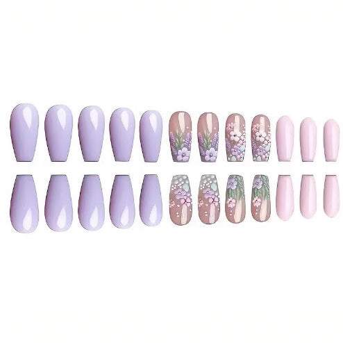 Floral Themed Acrylic Nail Art Enhancements Stornfield