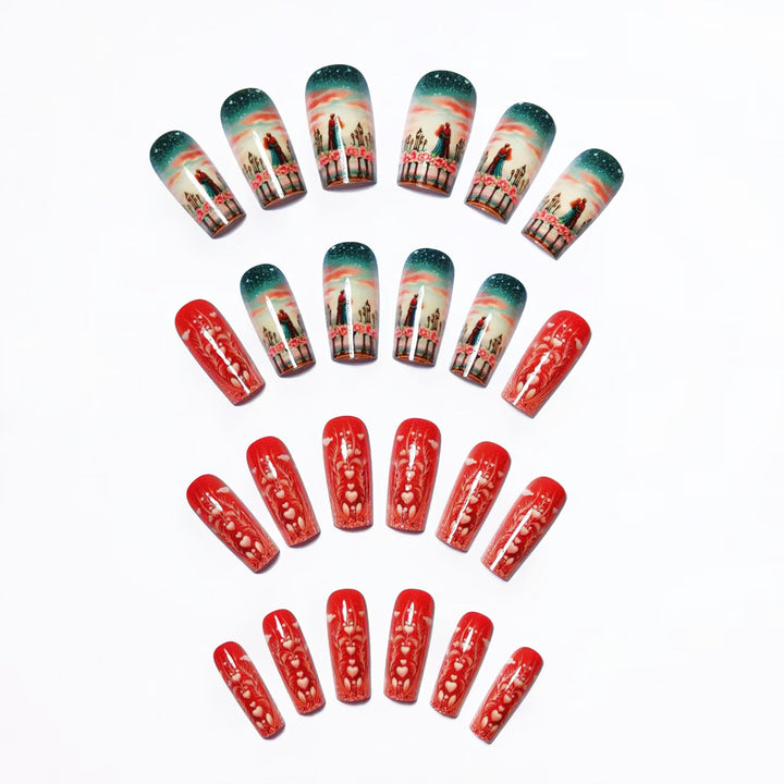 Artificial nails with Romantic Couple motif Stornfield