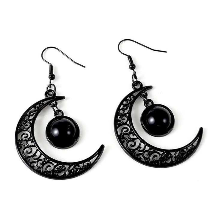 Intricate Moon and Orb Dangle Earrings Stornfield