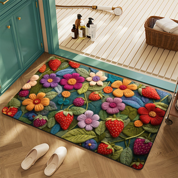 Floral Motif Bath Mat Stornfield