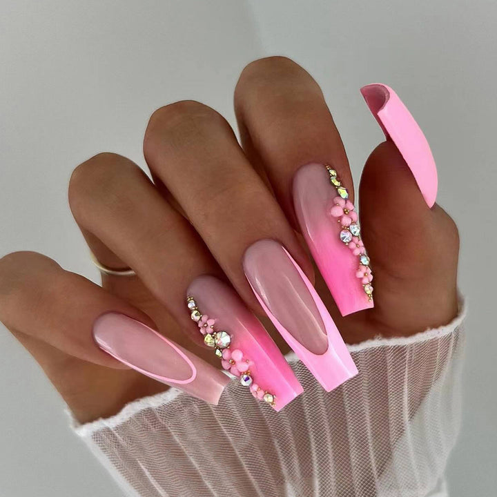 Artful acrylic nails with rhinestone details Stornfield