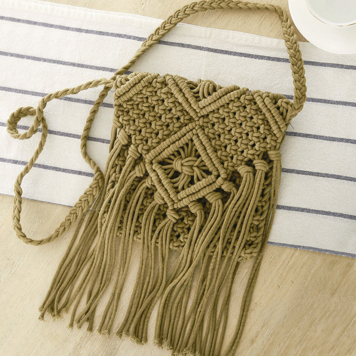 Macrame Shoulder Bag with Elegant Fringe Finish Stornfield