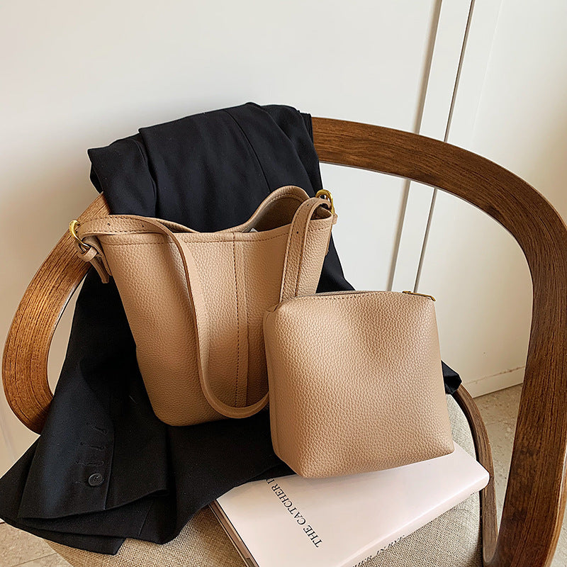 Minimalist Leather Crossbody Tote Bag