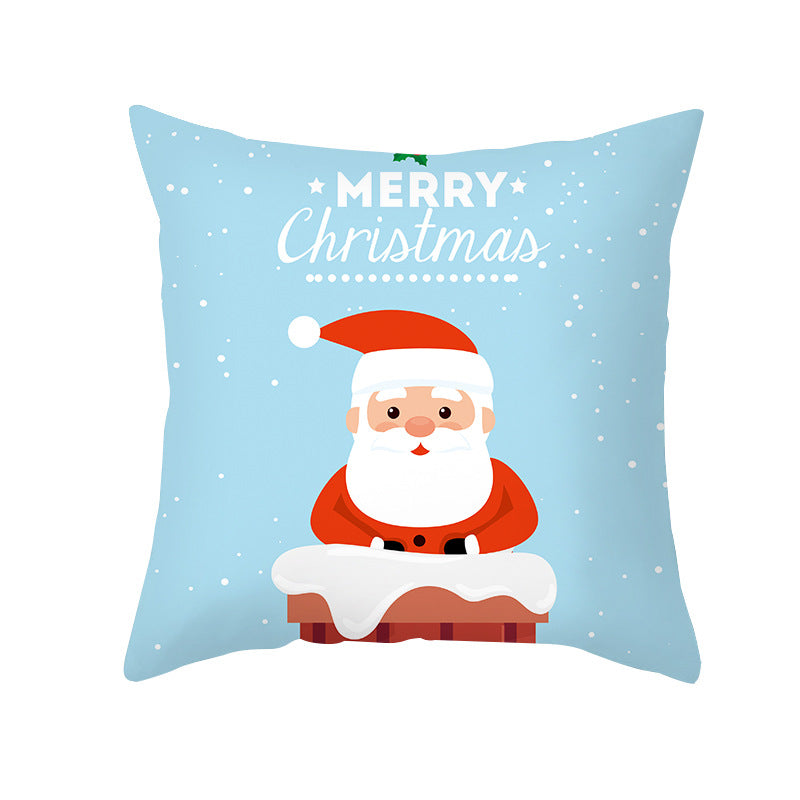 Holiday Decorative Throw Pillow Plush Polyester Cover Festive Santa Reindeer Snowman Print