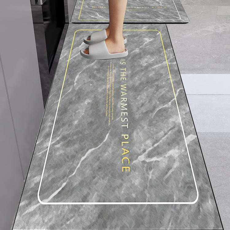 Marble-Printed Kitchen Floor Mat