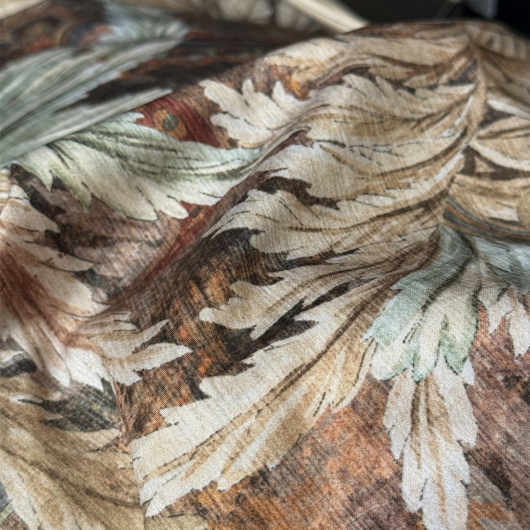 Luxury Tapestry-Style Botanical Duvet Cover Set with Satin Border & Corner Ties