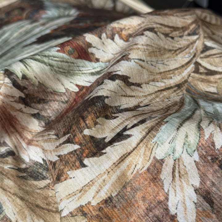 Luxury Tapestry-Style Botanical Duvet Cover Set with Satin Border & Corner Ties