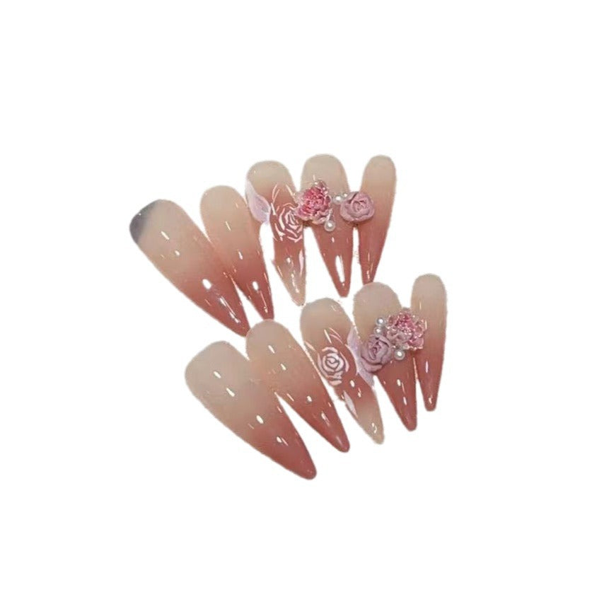 Elegant Floral Stiletto Press-On Nail Set Stornfield
