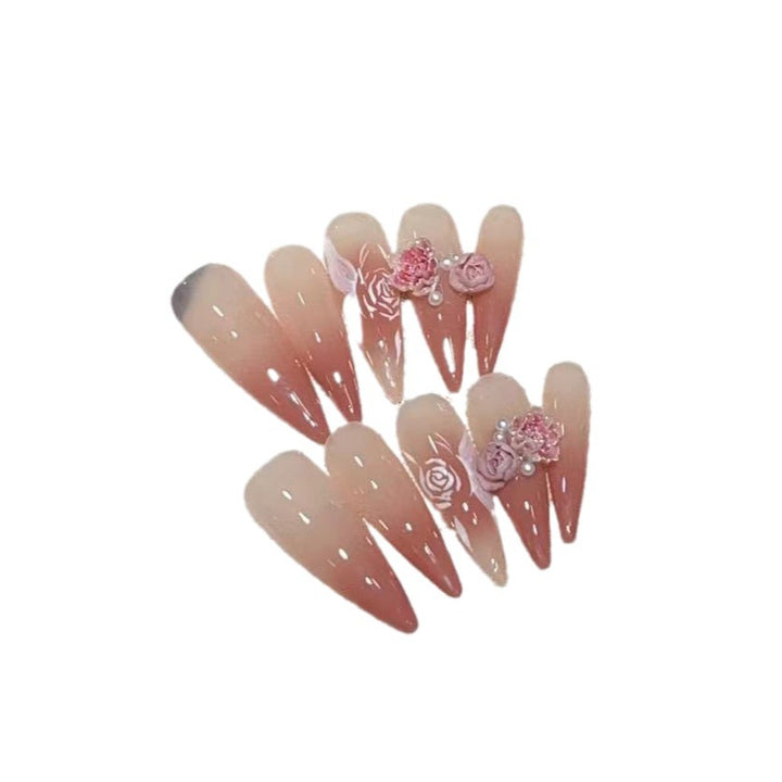 Elegant Floral Stiletto Press-On Nail Set Stornfield