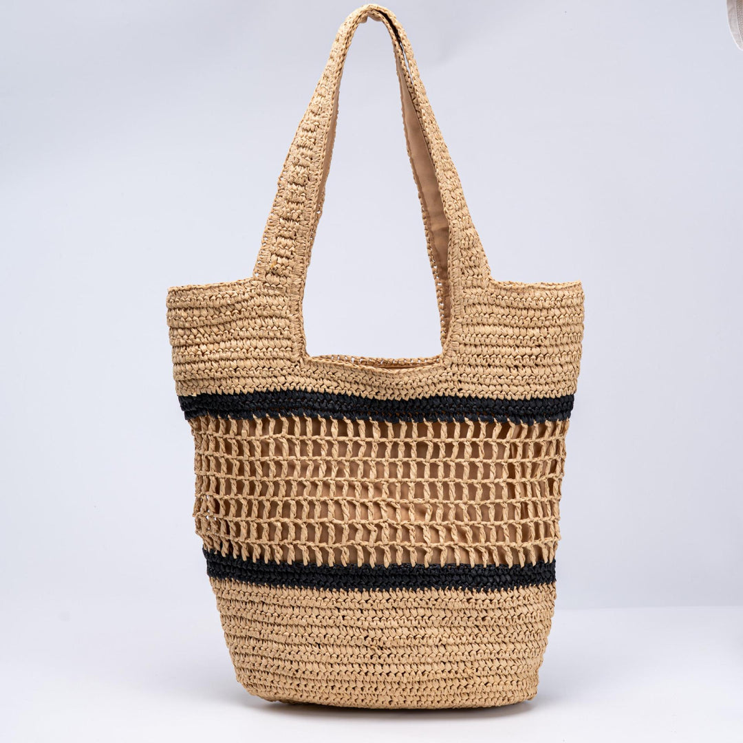 Handwoven tote bag with modern grid pattern Stornfield