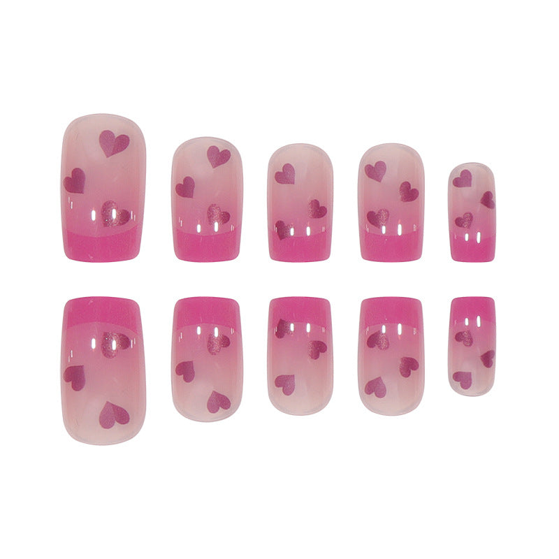 Heart-Embellished Ombre Press-On Nails Stornfield