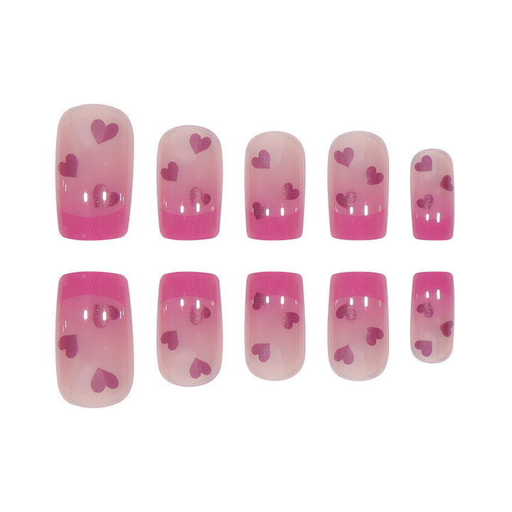 Heart-Embellished Ombre Press-On Nails Stornfield