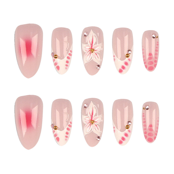 Floral Embellished Press-On Nail Art