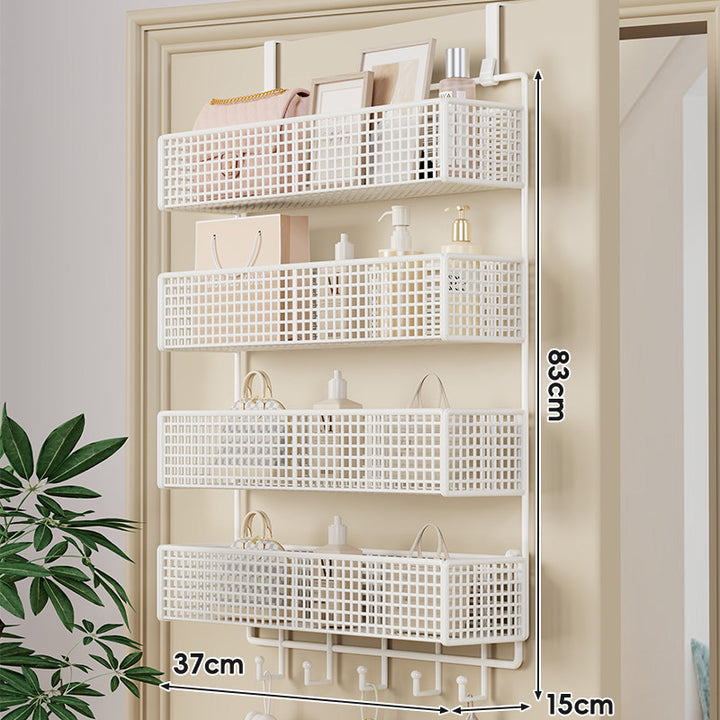 Over-Door Double-Tier Grid Hanging Storage Basket