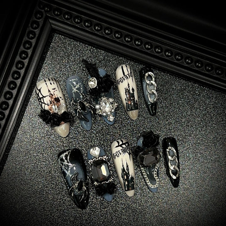 Gothic-Themed Press-On Nail Collection