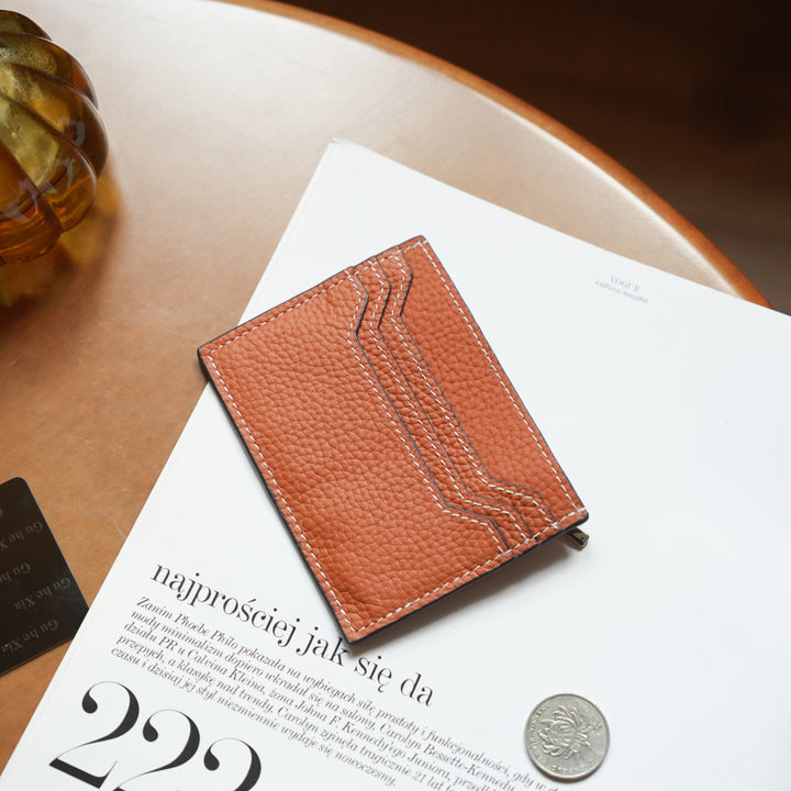 Textured Leather Card Holder Wallet
