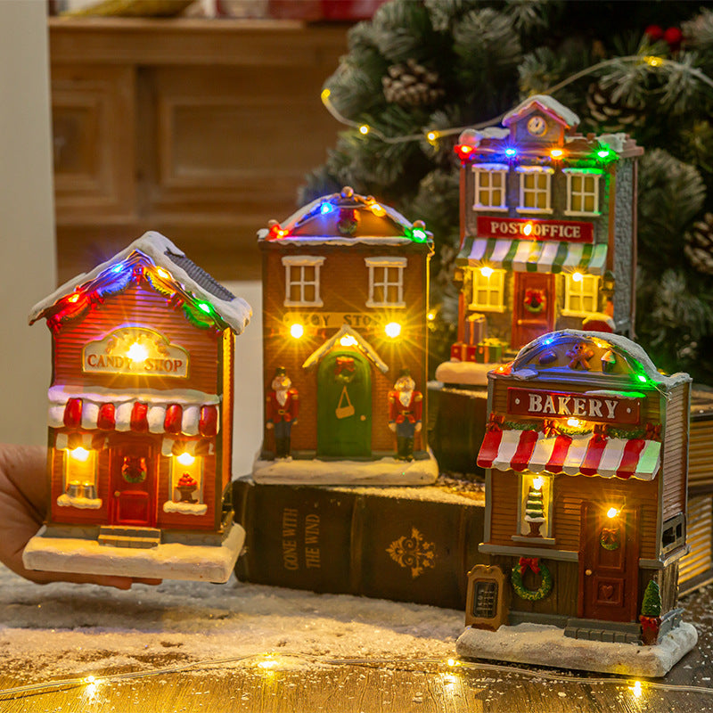 Festive Light-Up Miniature Village Display